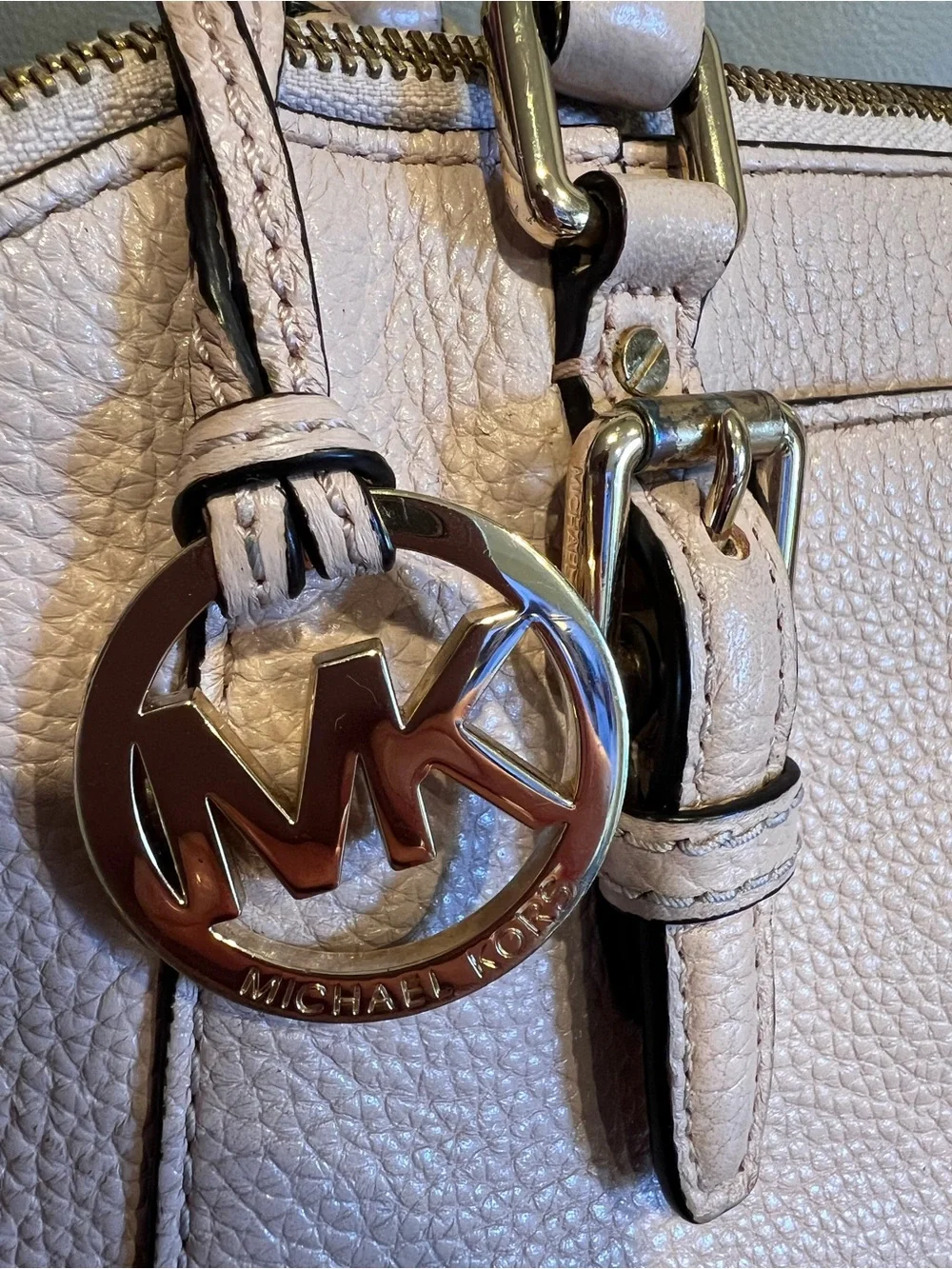 Michael Kors Ciara Pebbled Leather Bag Messenger Crossbody Medium Pink Blush